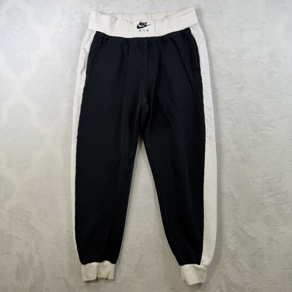 Nike Air Women Sportswear Fleece Jogger Pants Black White Size Medium